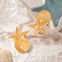 2 Pieces Casual Sweet Starfish Shell Alloy Drop Earrings main image 2