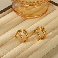 1 Pair Simple Style Classic Style C Shape Plating 304 Stainless Steel 18K Gold Plated Ear Studs main image 4