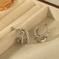 1 Pair Simple Style Classic Style C Shape Plating 304 Stainless Steel 18K Gold Plated Ear Studs main image 5