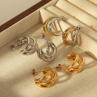 1 Pair Simple Style Classic Style C Shape Plating 304 Stainless Steel 18K Gold Plated Ear Studs main image 1