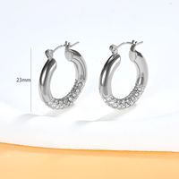 1 Pair Simple Style Solid Color Inlay 304 Stainless Steel Zircon 18K Gold Plated Earrings main image 7