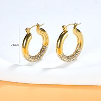 1 Pair Simple Style Solid Color Inlay 304 Stainless Steel Zircon 18K Gold Plated Earrings main image 8