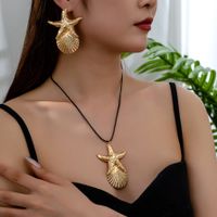 Beach Tropical Simple Style Starfish Shell 14K Gold Plated Alloy Wholesale Bracelets Earrings Necklace main image 4
