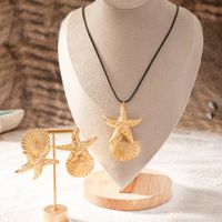 Beach Tropical Simple Style Starfish Shell 14K Gold Plated Alloy Wholesale Bracelets Earrings Necklace main image 1