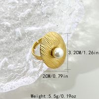 Edelstahl 304 Vergoldet Elegant Vintage-Stil Überzug Inlay Oval Perle Offener Ring sku image 1