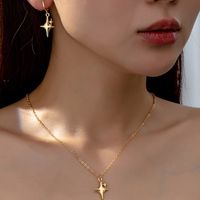 Elegant Lady Streetwear Geometric Four Eight-Pointed Stars Alloy Metal Wholesale Earrings Necklace Jewelry Set main image 7