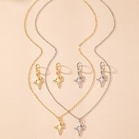 Elegant Lady Streetwear Geometric Four Eight-Pointed Stars Alloy Metal Wholesale Earrings Necklace Jewelry Set main image 3