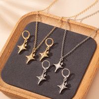 Elegant Lady Streetwear Geometric Four Eight-Pointed Stars Alloy Metal Wholesale Earrings Necklace Jewelry Set main image 4