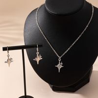 Elegant Lady Streetwear Geometric Four Eight-Pointed Stars Alloy Metal Wholesale Earrings Necklace Jewelry Set sku image 2