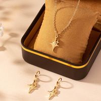 Elegant Lady Streetwear Geometric Four Eight-Pointed Stars Alloy Metal Wholesale Earrings Necklace Jewelry Set sku image 1