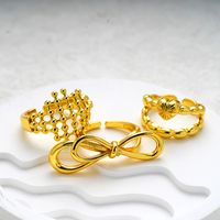 Brass Gold Plated Modern Style Simple Style Classic Style Inlay Geometric Heart Shape Bow Knot Zircon Adjustable Ring Open Rings Rings main image 4