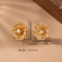 1 Pair Elegant Lady Classic Style Flower Inlay Alloy Imitation Pearl Ear Studs main image 2