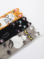 Women's Cute Cat Polyester Ankle Socks 3 Pairs 6 Pieces main image 3