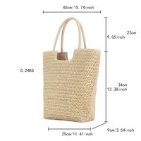 Women's Large Polyester Cotton Straw Solid Color Elegant Classic Style Zipper Straw Bag main image 2