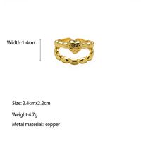 Brass Gold Plated Modern Style Simple Style Classic Style Inlay Geometric Heart Shape Bow Knot Zircon Adjustable Ring Open Rings Rings sku image 1