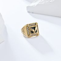 304 Stainless Steel 18K Gold Plated Modern Style Simple Style Classic Style Inlay Eagle Rhinestones Rings main image 3