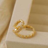 1 Piece Baroque Style Modern Style Classic Style Flower Bow Knot Inlay Copper Imitation Pearl Zircon 14K Gold Plated Ear Cuffs main image 5
