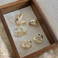 1 Piece Baroque Style Modern Style Classic Style Flower Bow Knot Inlay Copper Imitation Pearl Zircon 14K Gold Plated Ear Cuffs main image 8