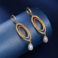 1 Paar Elegant Dame Klassischer Stil Quaste Inlay Kupfer Künstliche Perlen Zirkon 18 Karat Vergoldet Tropfenohrringe main image 3