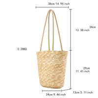 Women's Medium Straw Solid Color Elegant Beach Zipper Straw Bag main image 2