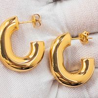 1 Pair Simple Style Solid Color Plating Stainless Steel Earrings sku image 1