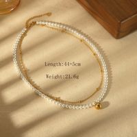 Edelstahl 304 18 Karat Vergoldet IG-Stil Basic Pendeln Überzug Inlay Runden Künstliche Perlen Armbänder Halskette sku image 2