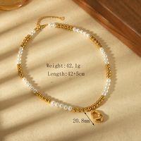Edelstahl 304 18 Karat Vergoldet IG-Stil Basic Pendeln Überzug Inlay Runden Künstliche Perlen Armbänder Halskette sku image 3