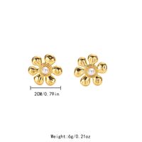 1 Pair Elegant Cute Flower Plating Inlay 304 Stainless Steel Pearl Gold Plated Ear Studs sku image 1