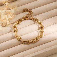 Basic Modern Style Classic Style Geometric Solid Color 201 Stainless Steel 18K Gold Plated Bracelets In Bulk main image 5