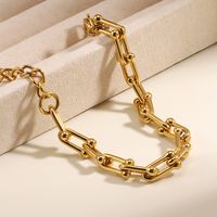 Basic Modern Style Classic Style Geometric Solid Color 201 Stainless Steel 18K Gold Plated Bracelets In Bulk sku image 1