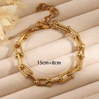 Basic Modern Style Classic Style Geometric Solid Color 201 Stainless Steel 18K Gold Plated Bracelets In Bulk main image 2