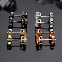 Copper 18K Gold Plated Modern Style Simple Style Classic Style Plating Inlay Geometric Zircon Ear Studs main image 1