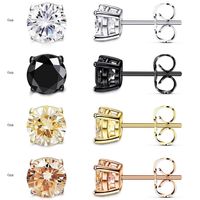 Copper 18K Gold Plated Modern Style Simple Style Classic Style Plating Inlay Geometric Zircon Ear Studs main image 2