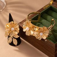 Romantic Classic Style Commute Flower Petal Floral 14K Gold Plated Alloy Wholesale Jewelry Set main image 2