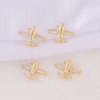 1 Piece 13 * 17mm Copper Zircon 18K Gold Plated Airplane Polished Pendant main image 1