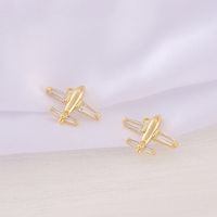 1 Piece 13 * 17mm Copper Zircon 18K Gold Plated Airplane Polished Pendant main image 3