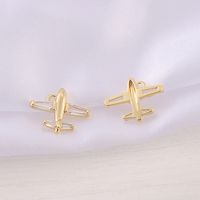 1 Piece 13 * 17mm Copper Zircon 18K Gold Plated Airplane Polished Pendant main image 4