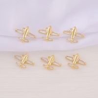 1 Piece 13 * 17mm Copper Zircon 18K Gold Plated Airplane Polished Pendant main image 5