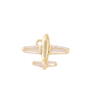 1 Piece 13 * 17mm Copper Zircon 18K Gold Plated Airplane Polished Pendant main image 6