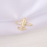 1 Piece 13 * 17mm Copper Zircon 18K Gold Plated Airplane Polished Pendant sku image 1