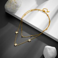 Fashion Star Titanium Steel Plating Inlay Shell Layered Necklaces 1 Piece sku image 1