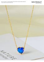 Titanium Steel 18K Gold Plated Lady Plating Heart Shape Zircon Pendant Necklace main image 3