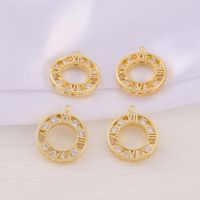 1 Piece 17 * 20mm Copper Zircon 18K Gold Plated Round Number Polished Pendant main image 7