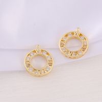 1 Piece 17 * 20mm Copper Zircon 18K Gold Plated Round Number Polished Pendant main image 3