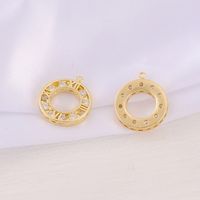 1 Piece 17 * 20mm Copper Zircon 18K Gold Plated Round Number Polished Pendant main image 4