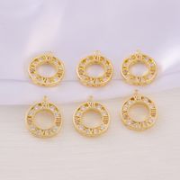 1 Piece 17 * 20mm Copper Zircon 18K Gold Plated Round Number Polished Pendant main image 5