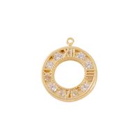 1 Piece 17 * 20mm Copper Zircon 18K Gold Plated Round Number Polished Pendant main image 6