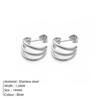 New Simple Golden Silvery Stainless Steel Small Earrings sku image 1