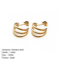 New Simple Golden Silvery Stainless Steel Small Earrings sku image 4