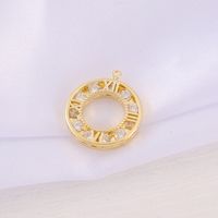 1 Piece 17 * 20mm Copper Zircon 18K Gold Plated Round Number Polished Pendant sku image 1